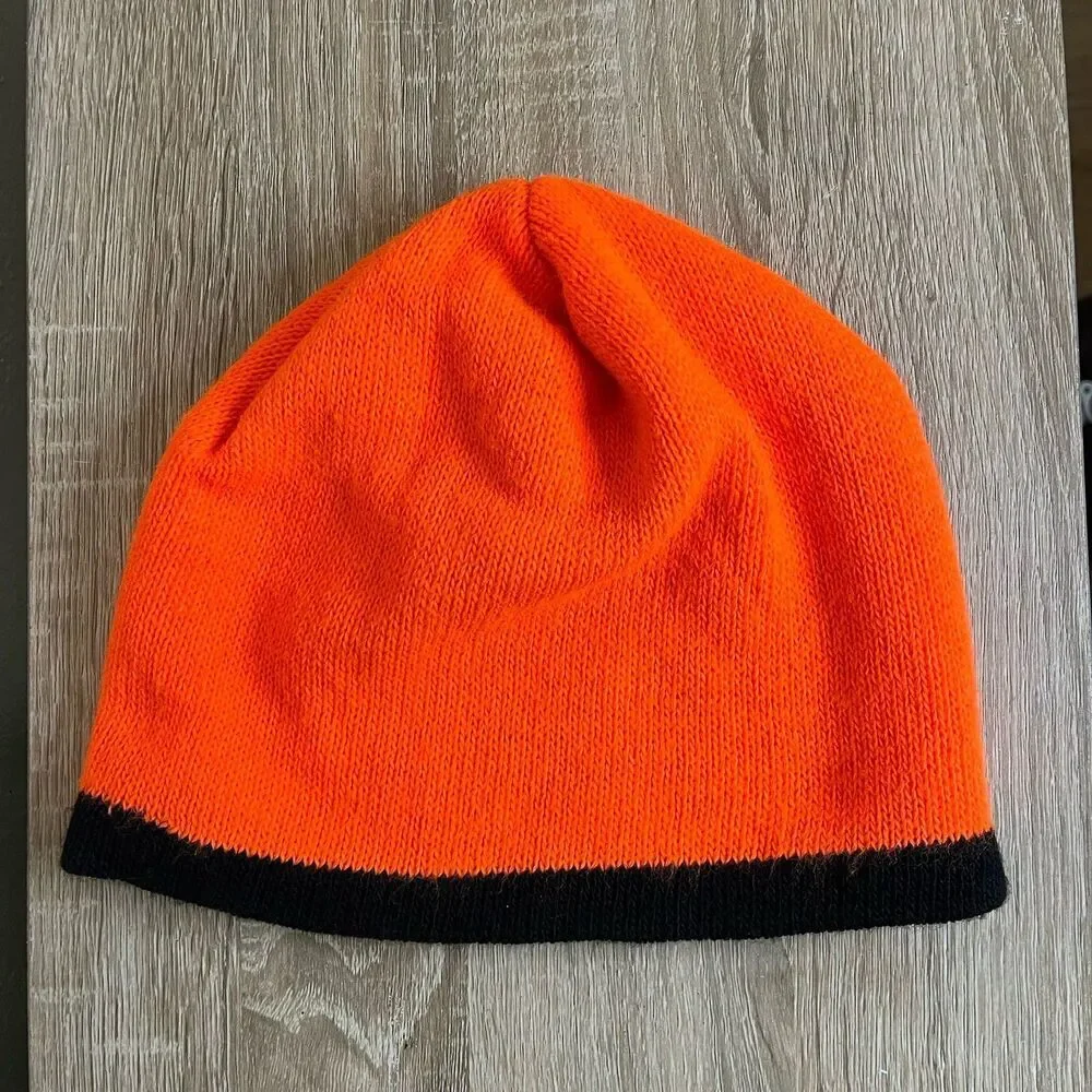 Neon Orange Beanie Hunter Hunting Salmon Run Hiking Hi Vis Outdoor Fishing
